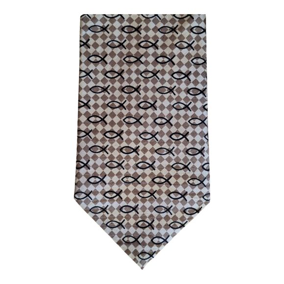 Silk Neck Tie Christian Fish Divinity Series Hebrews 11:1 - Picture 1 of 6